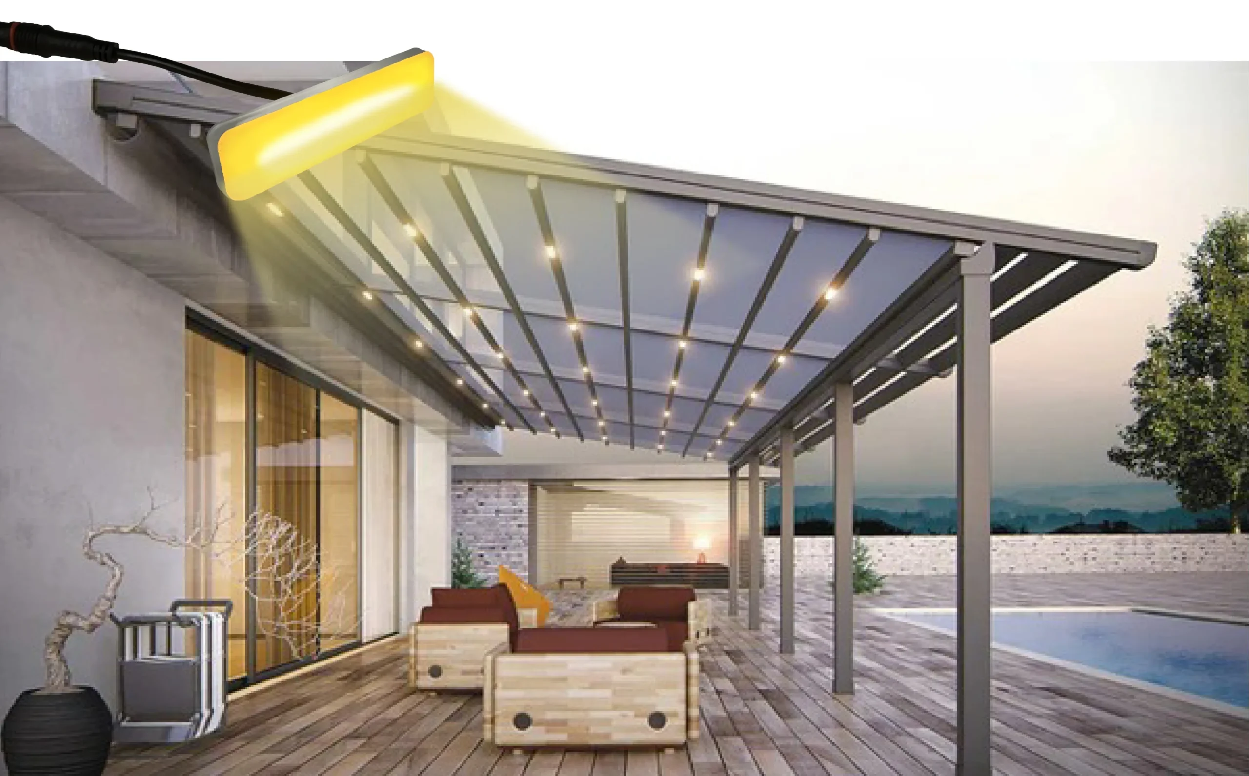 UZI Application of single lamp in pergola