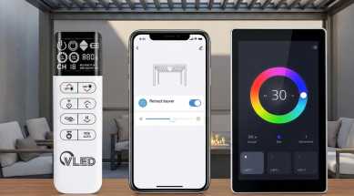 Multi-Control Modes RF remote, mobile app, and LCD touchscreen panel