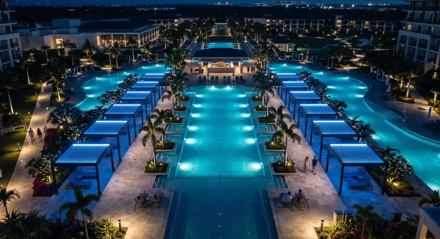 group-control-15-pergola-units-rgb-smart-remote-resort