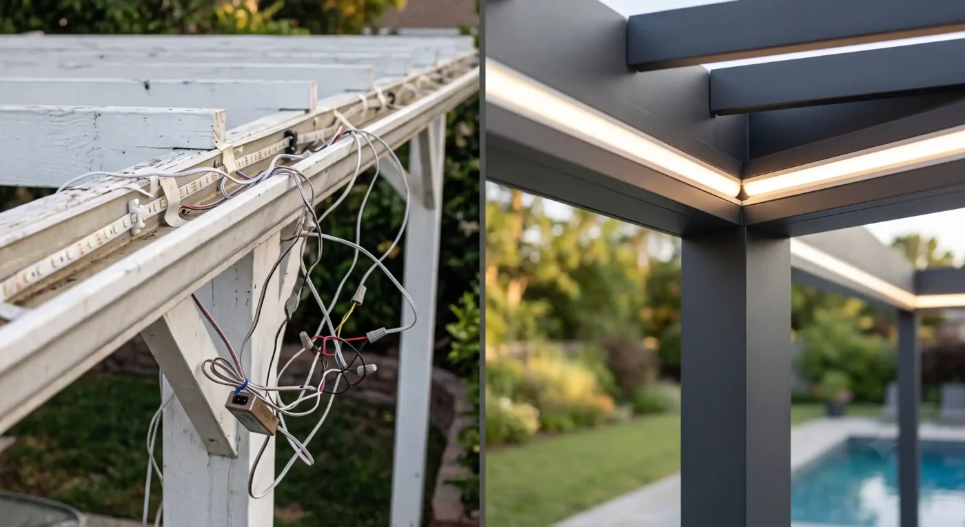 factory-integrated-pergola-lighting-kit-vs-diy-led-strip