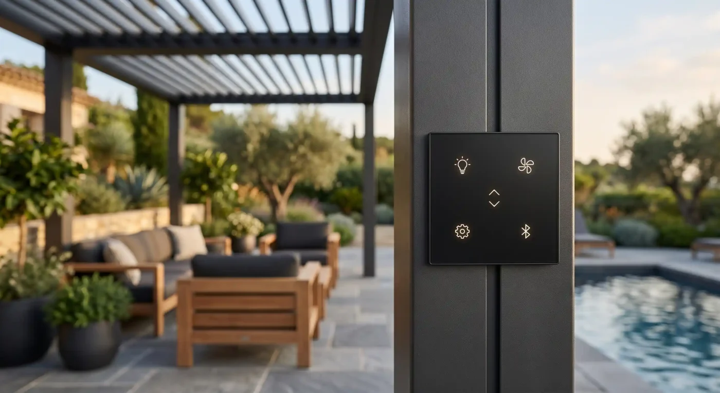 smart-wall-switch-pergola-post-aluminum-touchpad-installation
